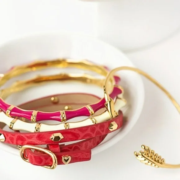 Stella & Dot | Dainty Gold Bangle Bracelet 🌸🦄💫✨PINK+Gold Julep Bangle - Picture 4 of 8